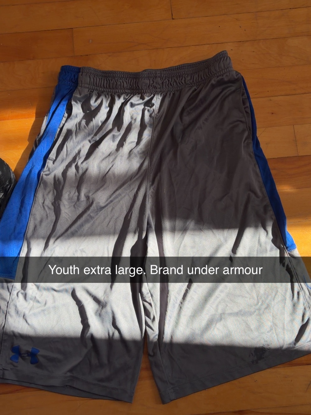 Under Armour Gray Shorts with Blue Side Panels - Youth